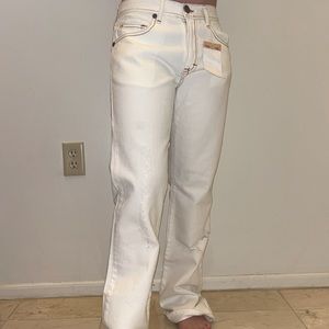 NWT Ivory Off white Cream Distressed Denim Jeans